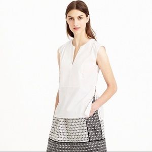 J Crew White Exposed Rose Gold Side Zipper Cotton Tuxedo Top Size‎ 0 Minimalist